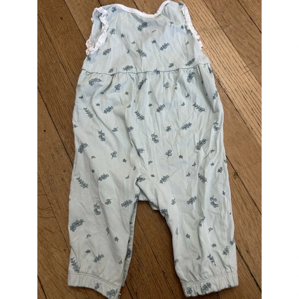 City Mouse BABY GIRLS ROMPER Size 6-9 Months Leaves Light Green Spring Ruffles